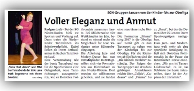 Show that Dance - Tanzgala 2017 - Artikel aus der Rodgau-Post vom 25.01.2018